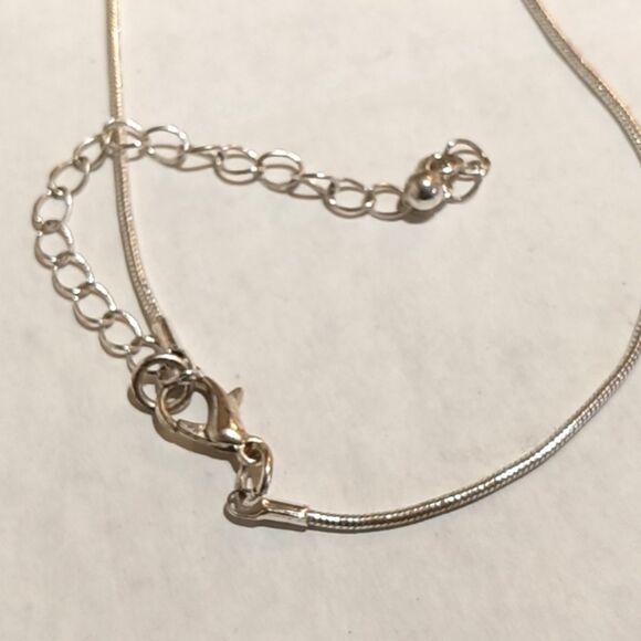 Silver Tone Necklace with Black Onyx Stone Medallion - Picture 7 of 7